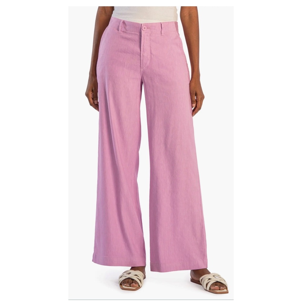 KUT from the Kloth Lilac Pink Linen Blend Wide Leg Pants Size 14